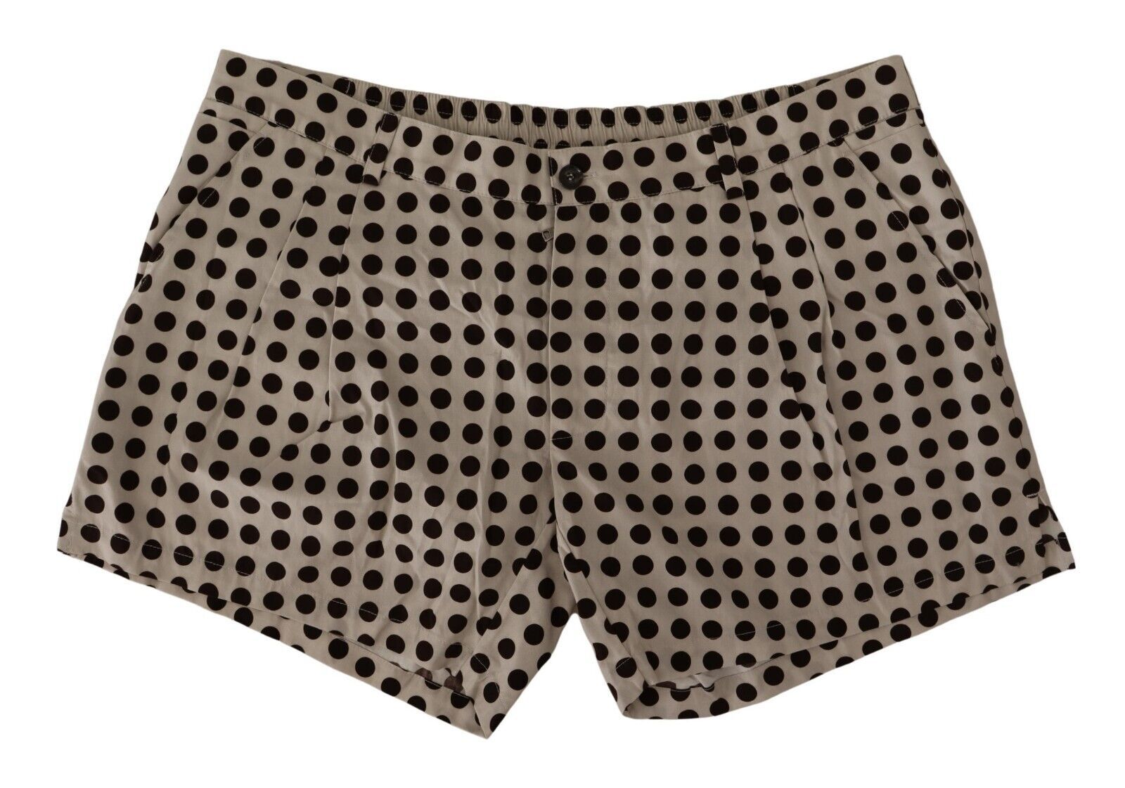 Zwarte katoenen linnen shorts met witte stippen