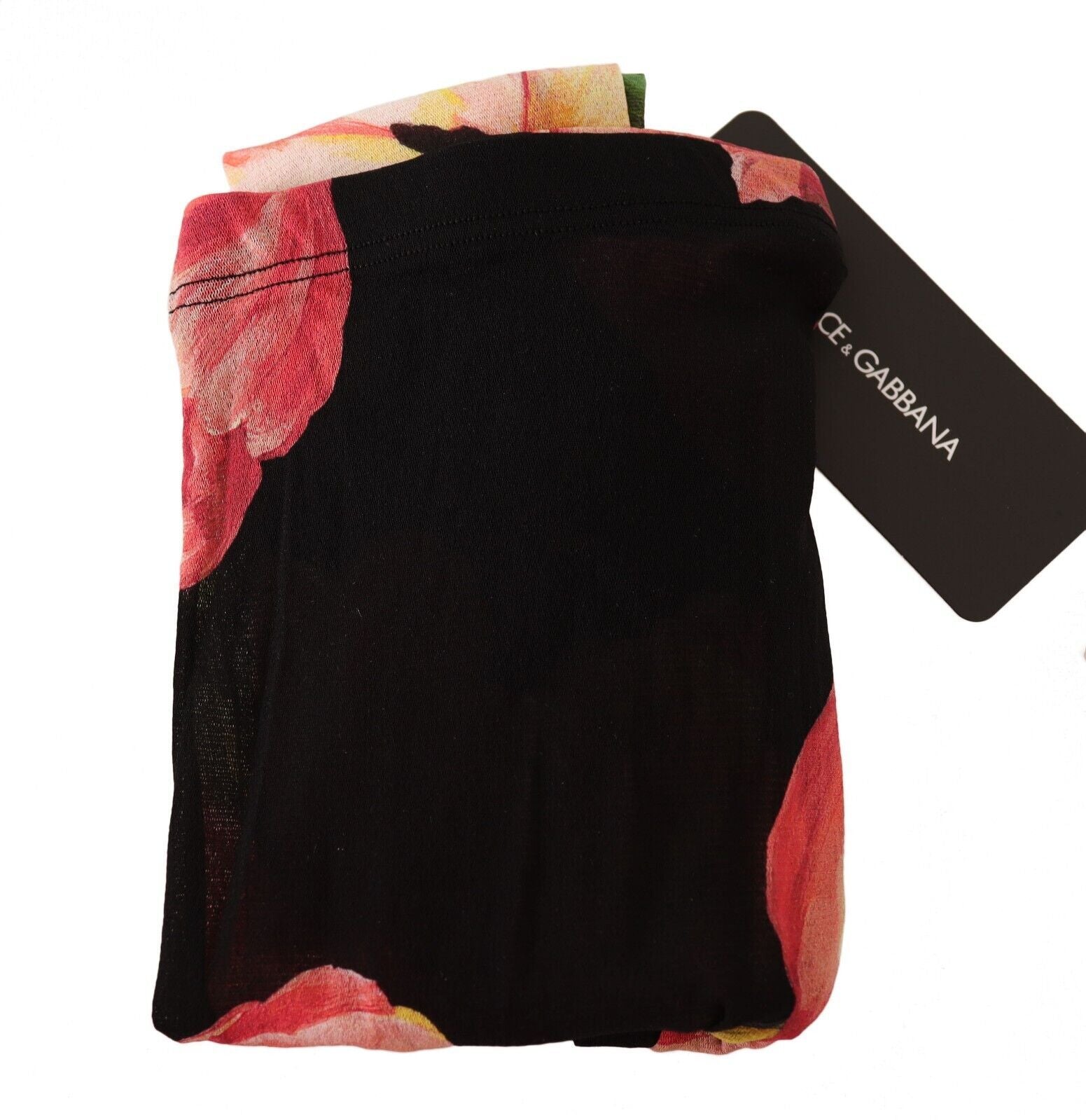 Zwarte nylon panty's met bloemenprint