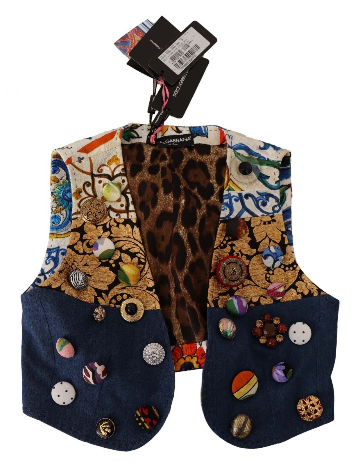 Multicolor versierde katoenen top met gilet