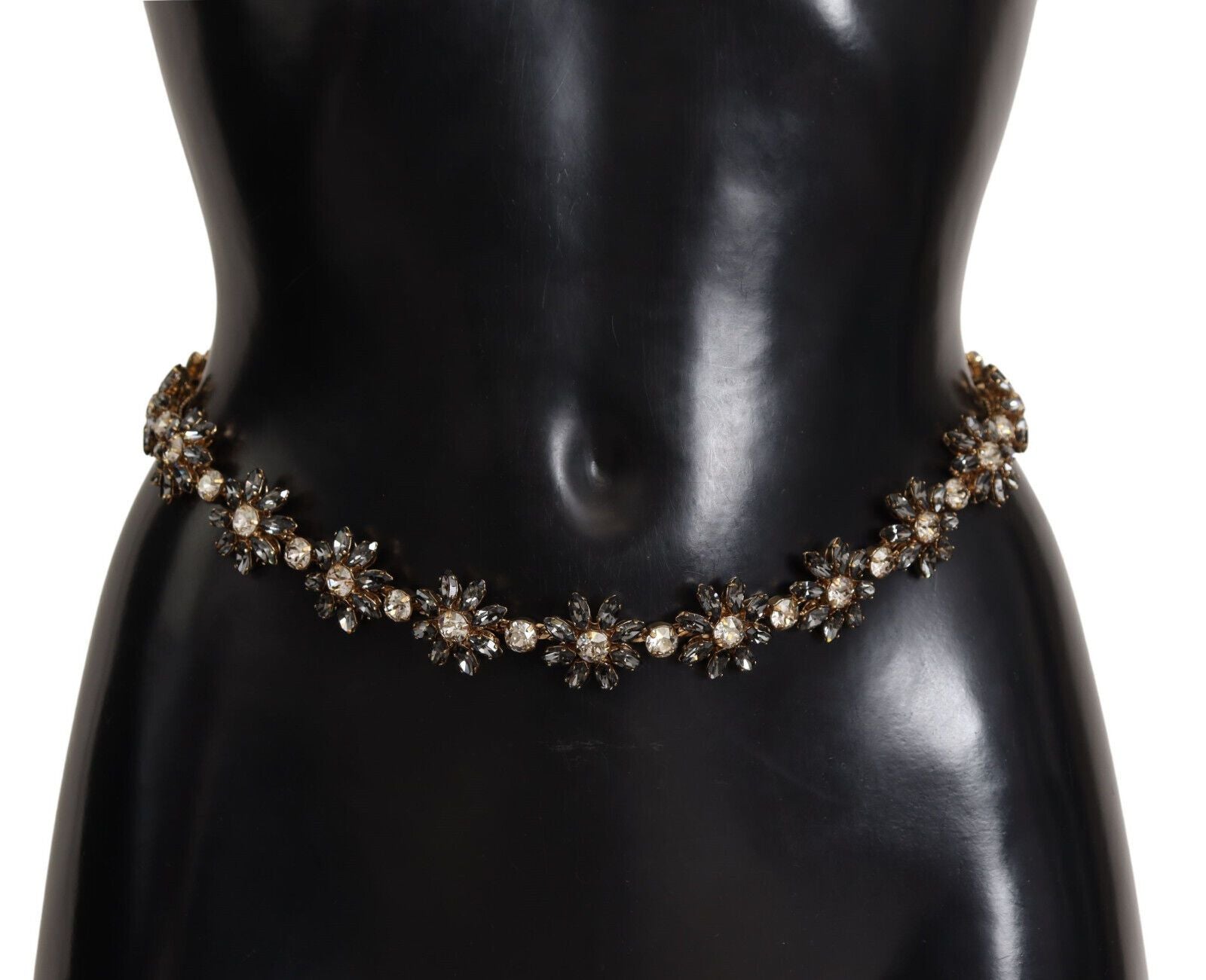 Zwarte Daisy Crystal Dauphine Textuur Riem