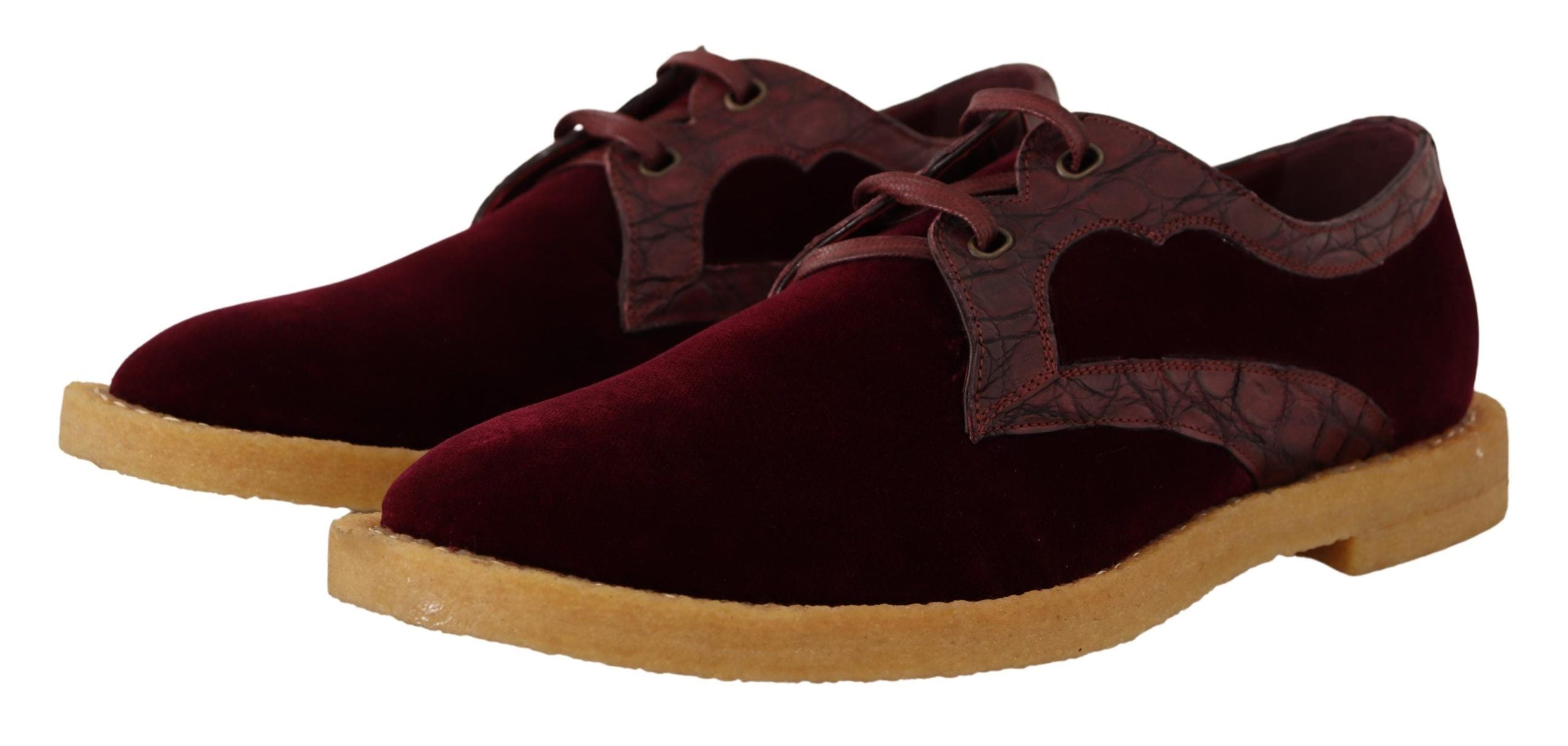 Bordeaux fluwelen exotische leren schoenen