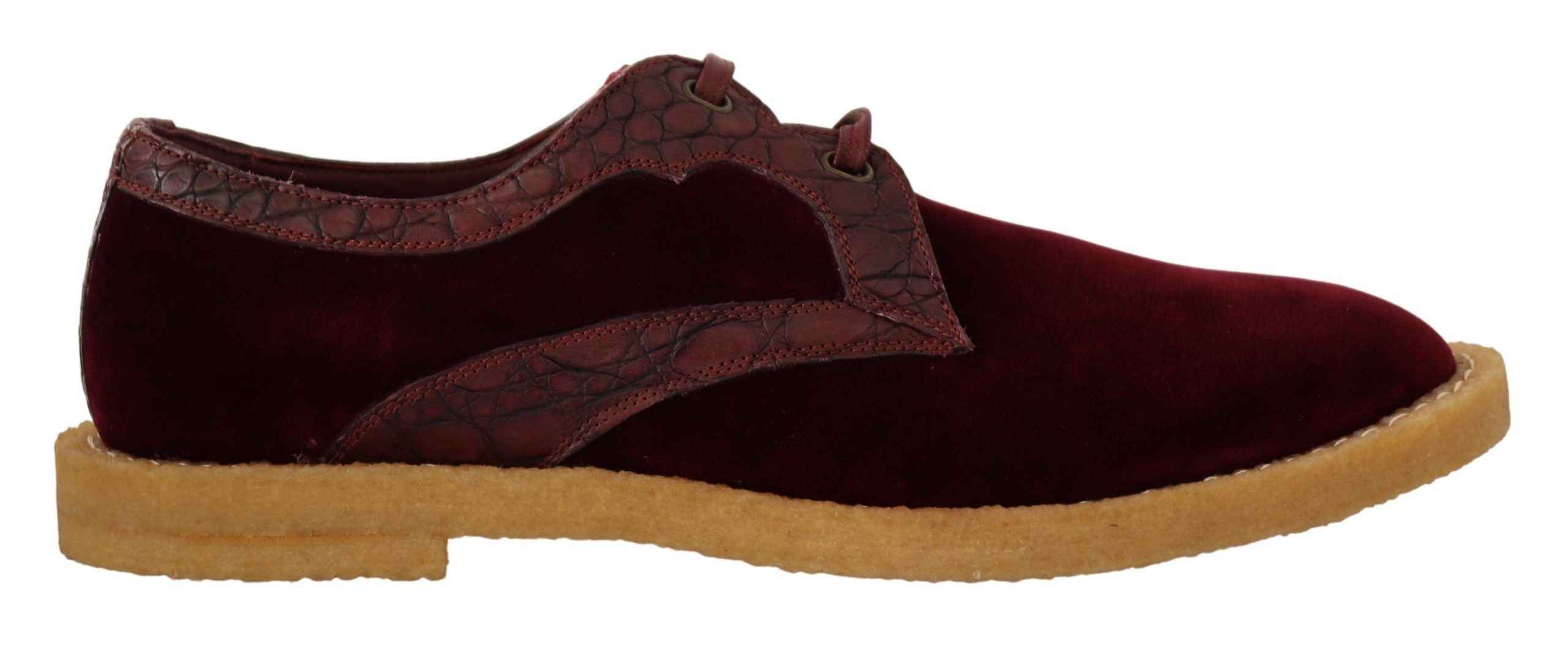 Bordeaux fluwelen exotische leren schoenen