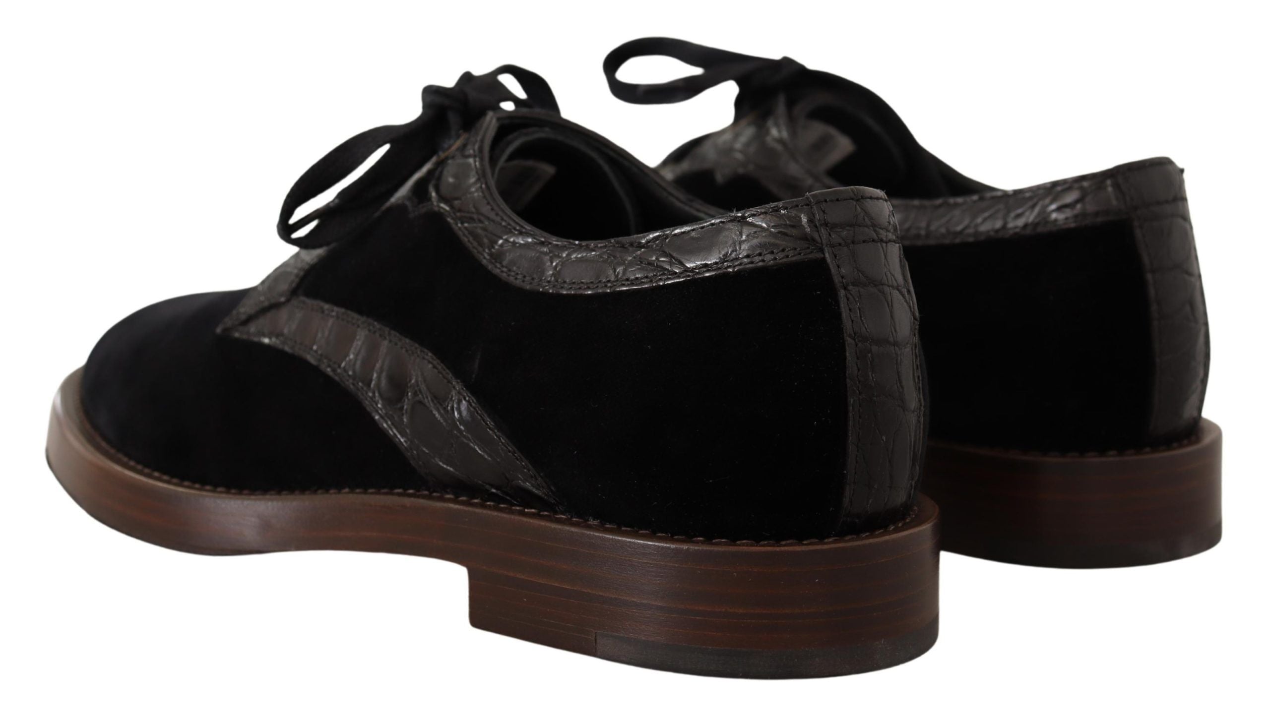 Zwarte fluwelen exotische leren schoenen