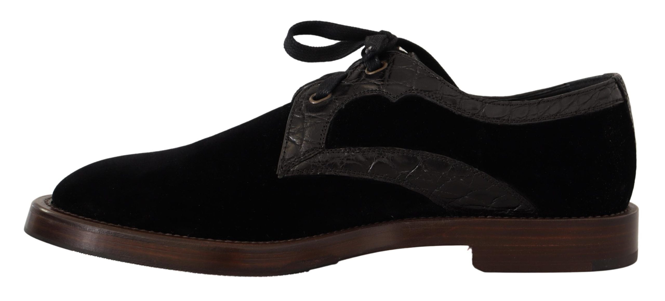 Zwarte fluwelen exotische leren schoenen