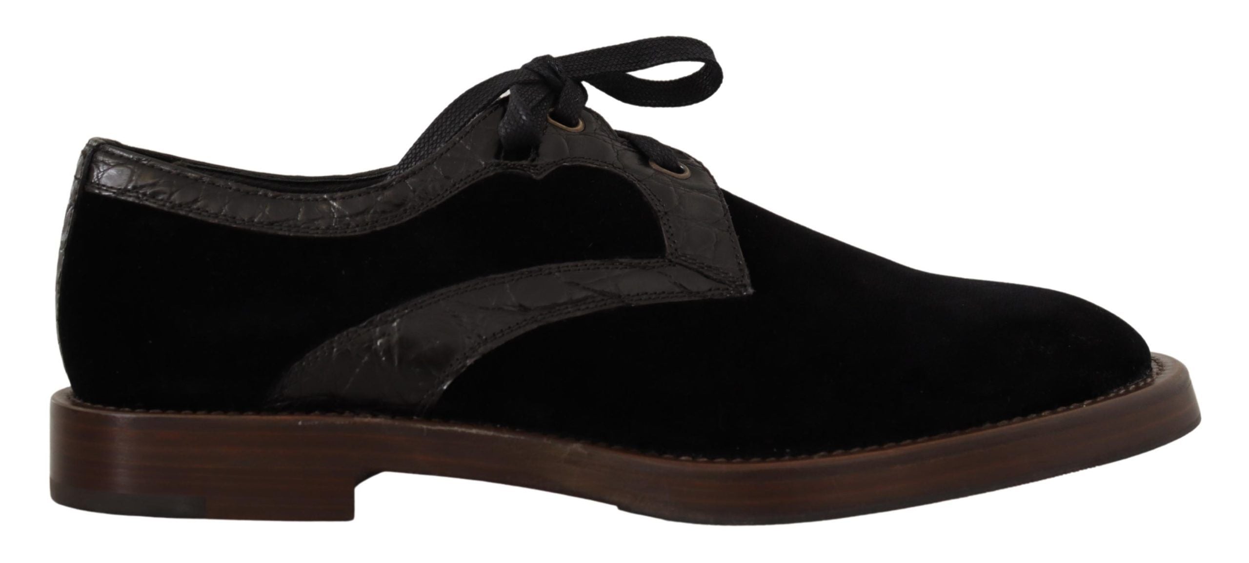 Zwarte fluwelen exotische leren schoenen