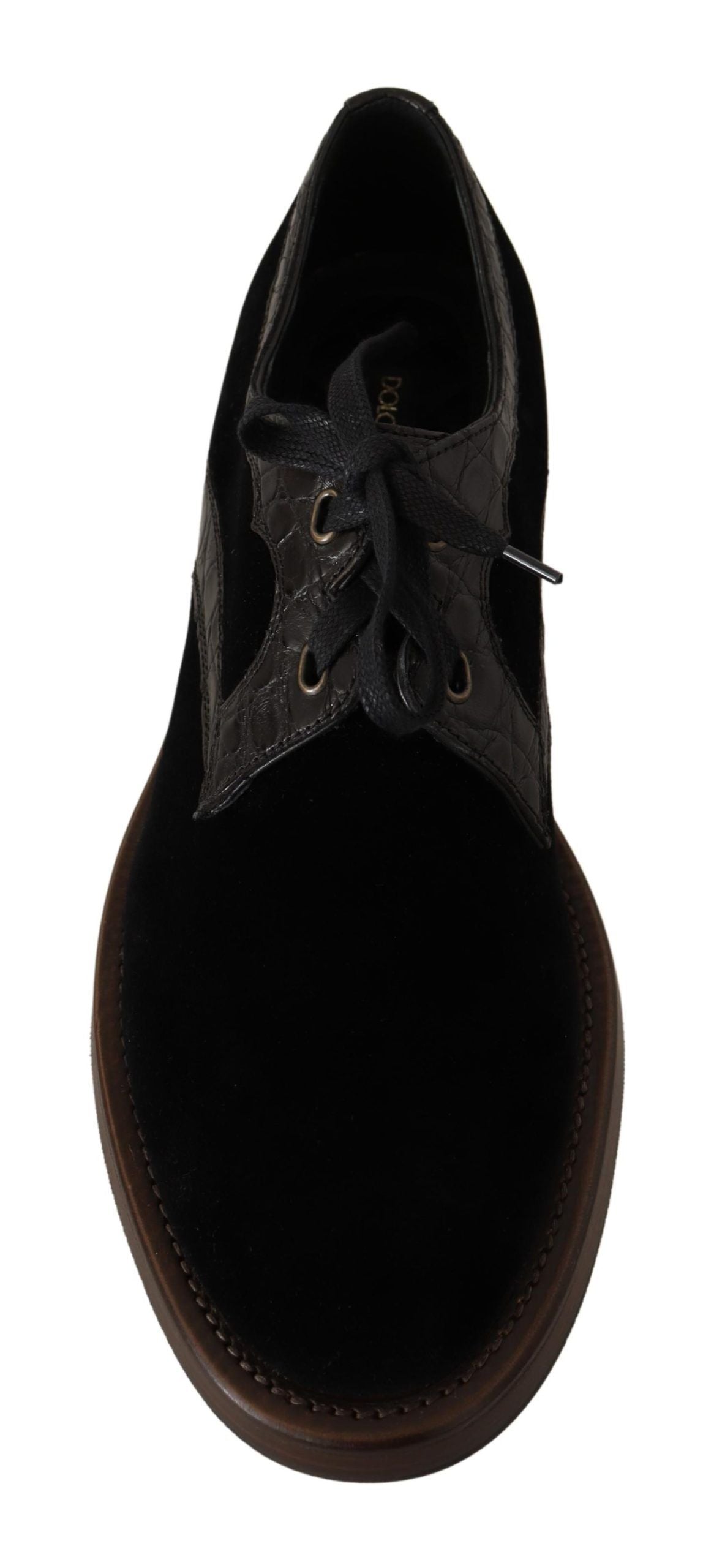 Zwarte fluwelen exotische leren schoenen