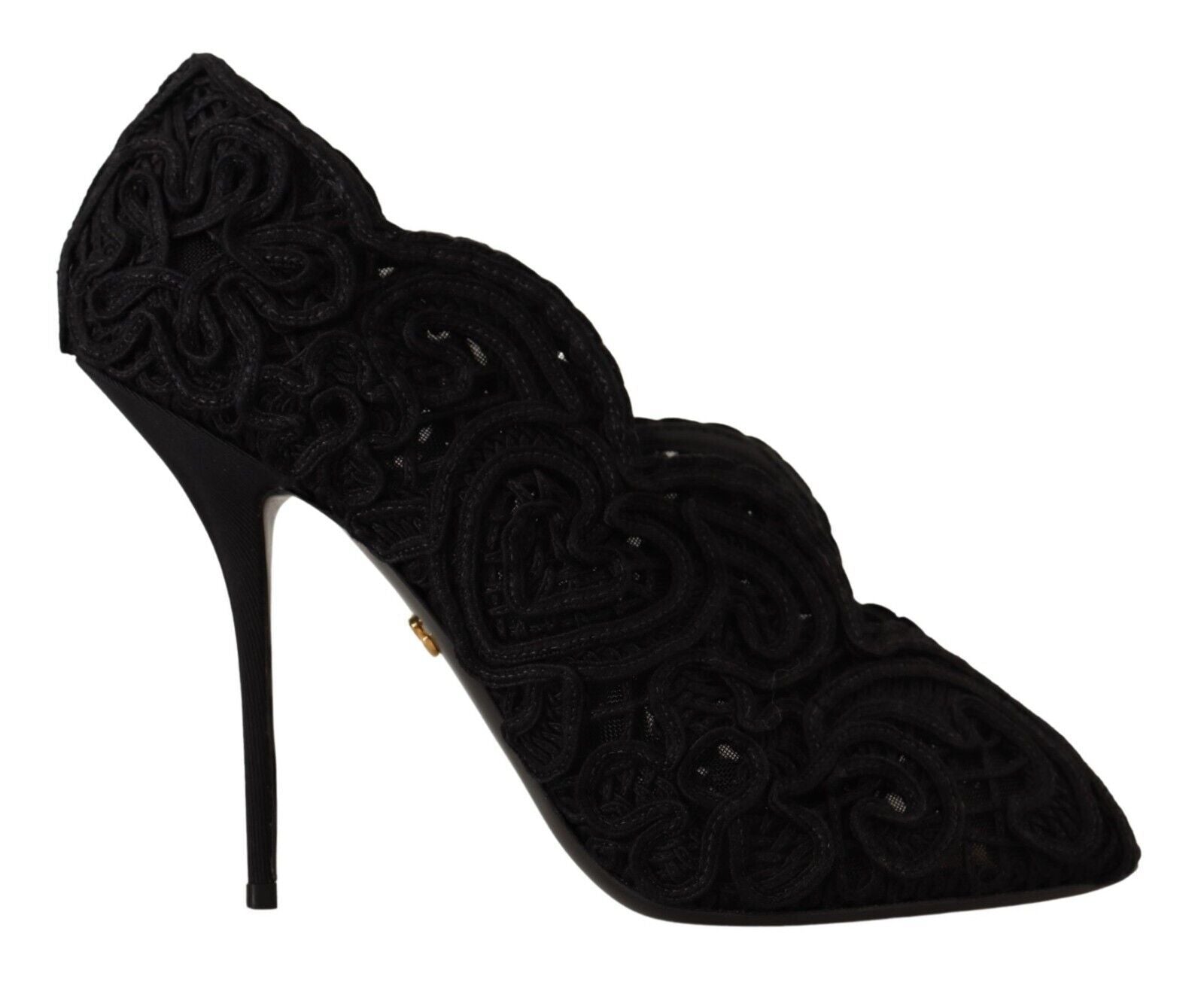 Zwarte Cordonetto Ricamo Pump Open Teen Schoenen
