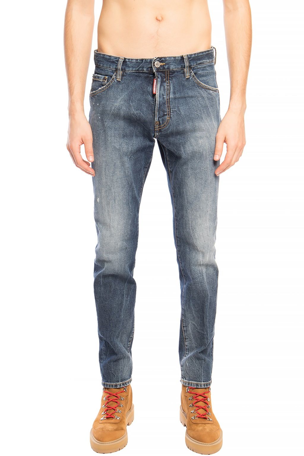 Blauwe katoenen herenjeans