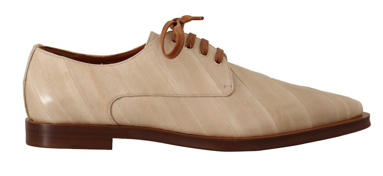 Witte leren veterschoenen met platte hak