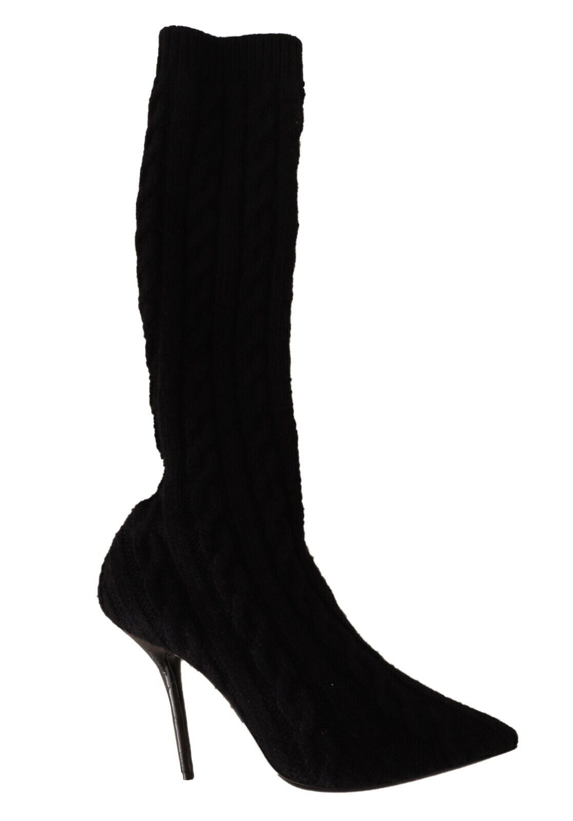 Zwarte stretchsokken, kniehoge laarsjes, schoenen