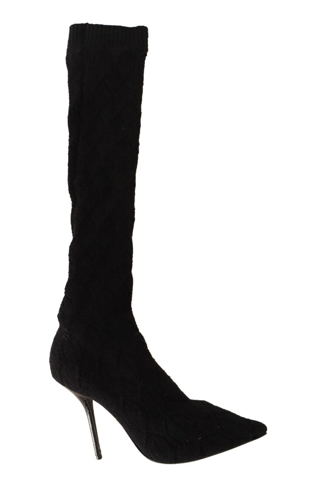 Zwarte stretchsokken, kniehoge laarsjes, schoenen