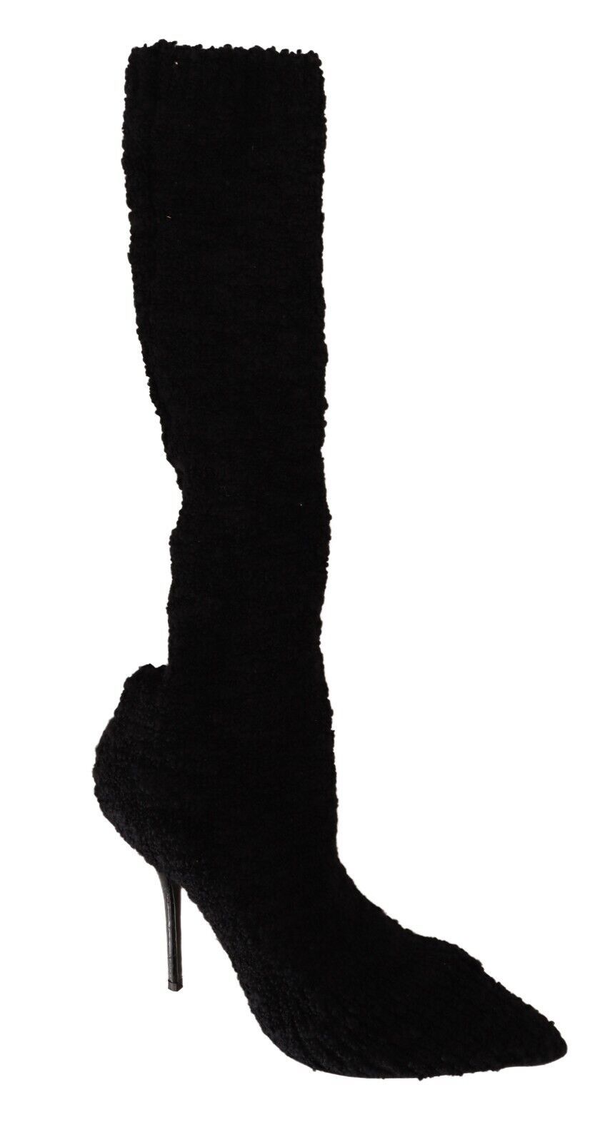 Zwarte stretchsokken, kniehoge laarsjes, schoenen