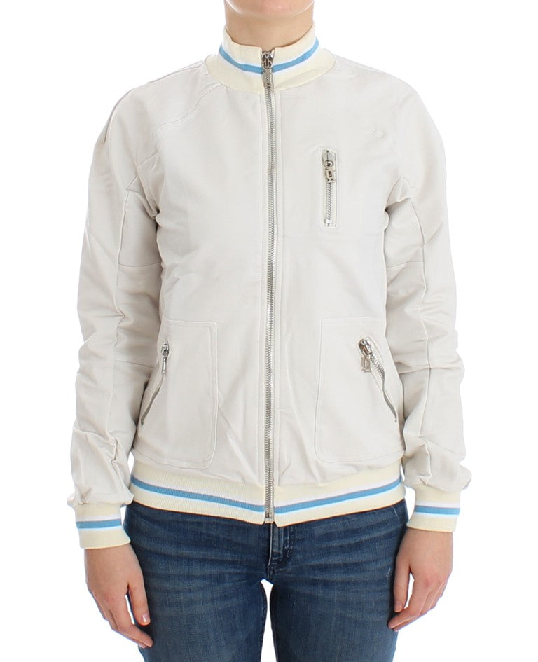 Witte nep-ritsvest-sweater