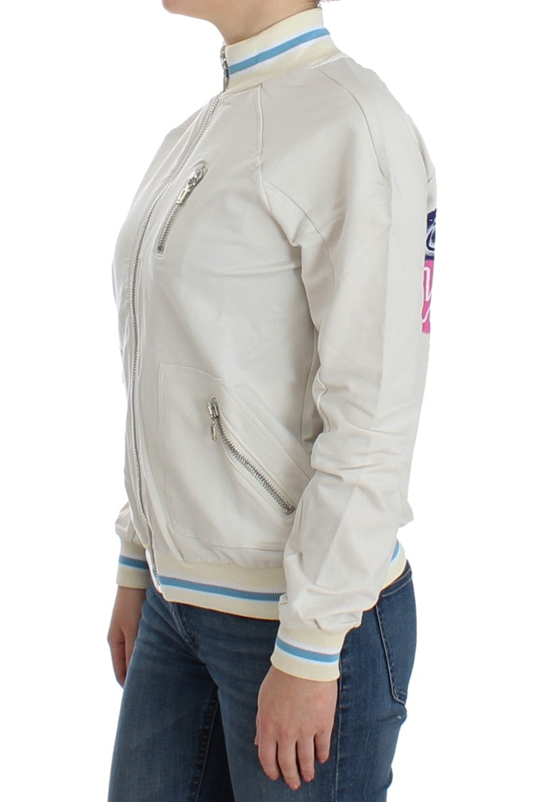 Witte nep-ritsvest-sweater