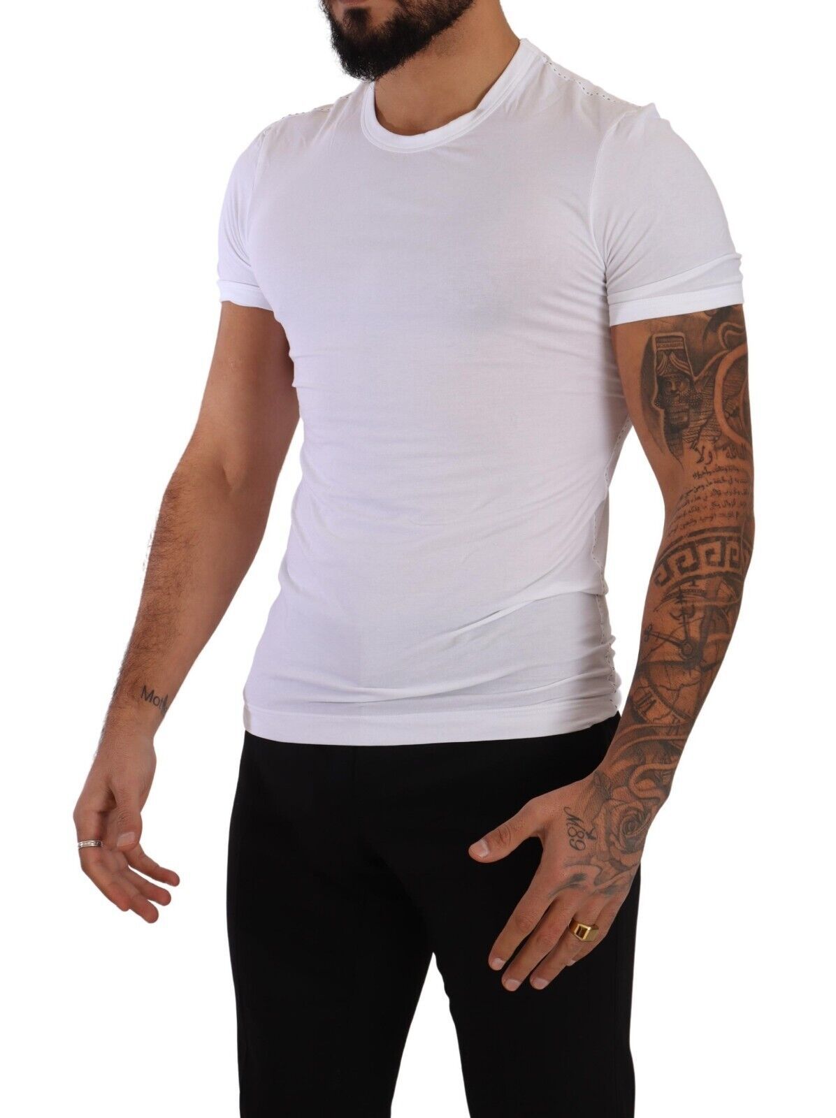 Wit ronde hals katoenen stretch T-shirt ondergoed