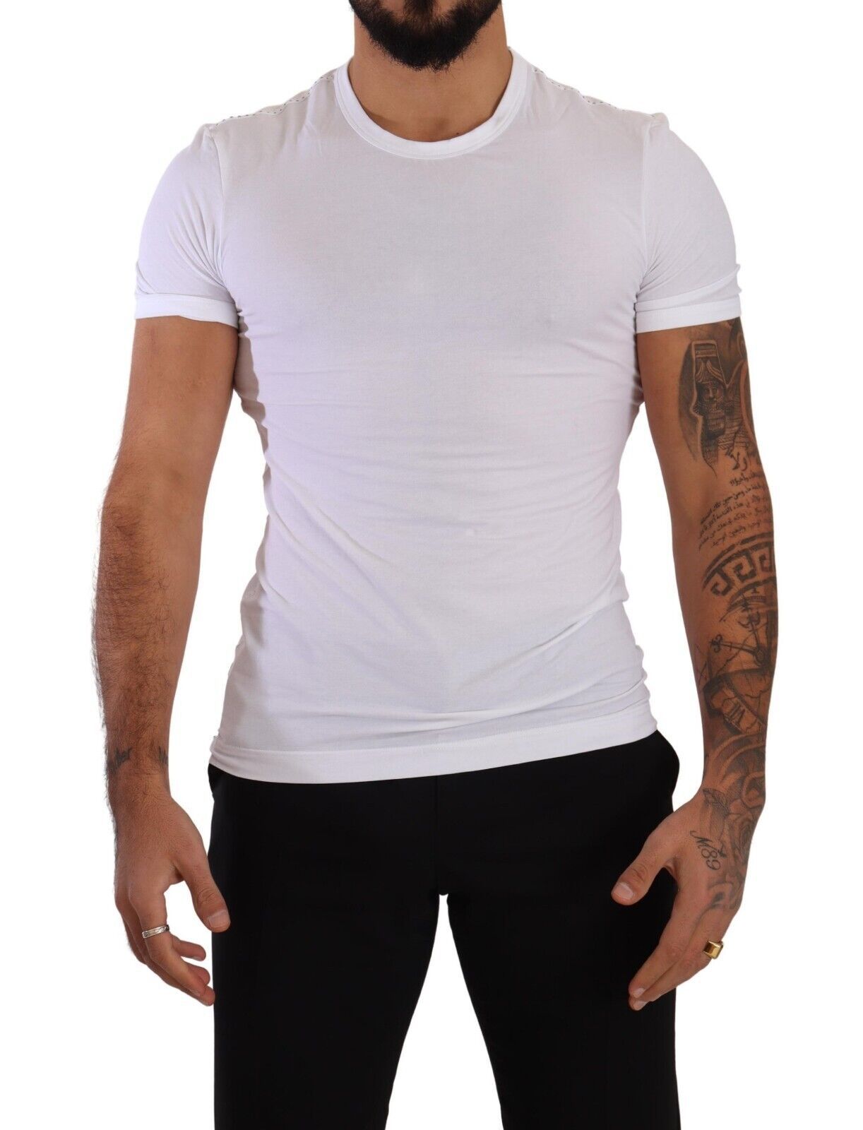 Wit ronde hals katoenen stretch T-shirt ondergoed