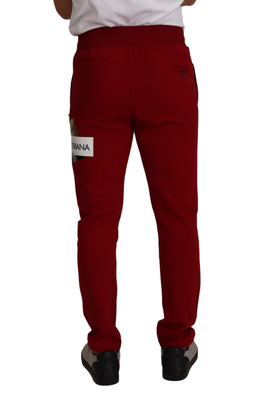 Rode katoenen joggingbroek met logopatch