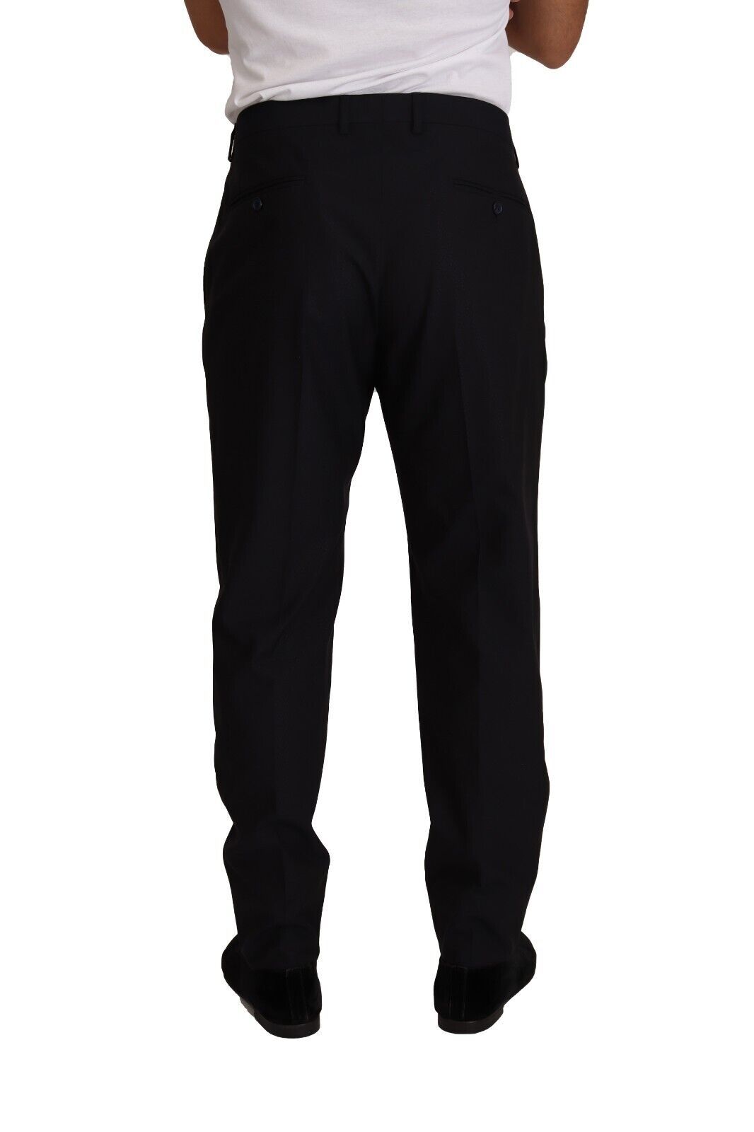 Blauwe wollen zijden formele broek