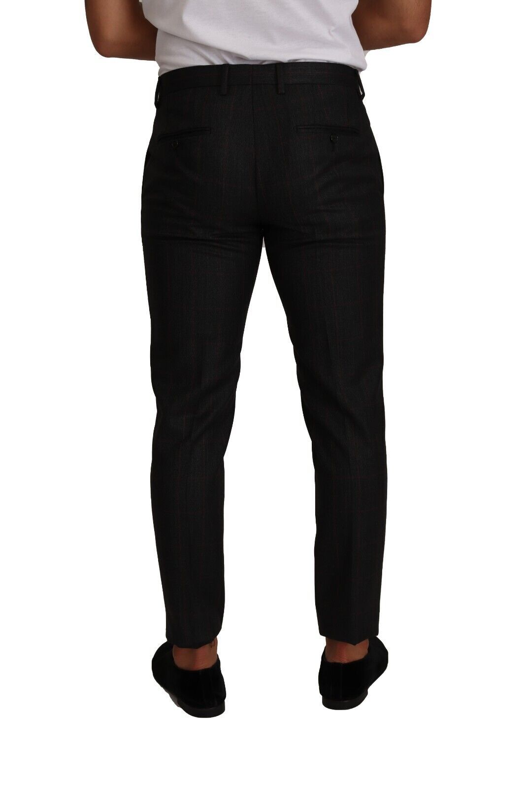 Grijze geruite wollen formele pantalon
