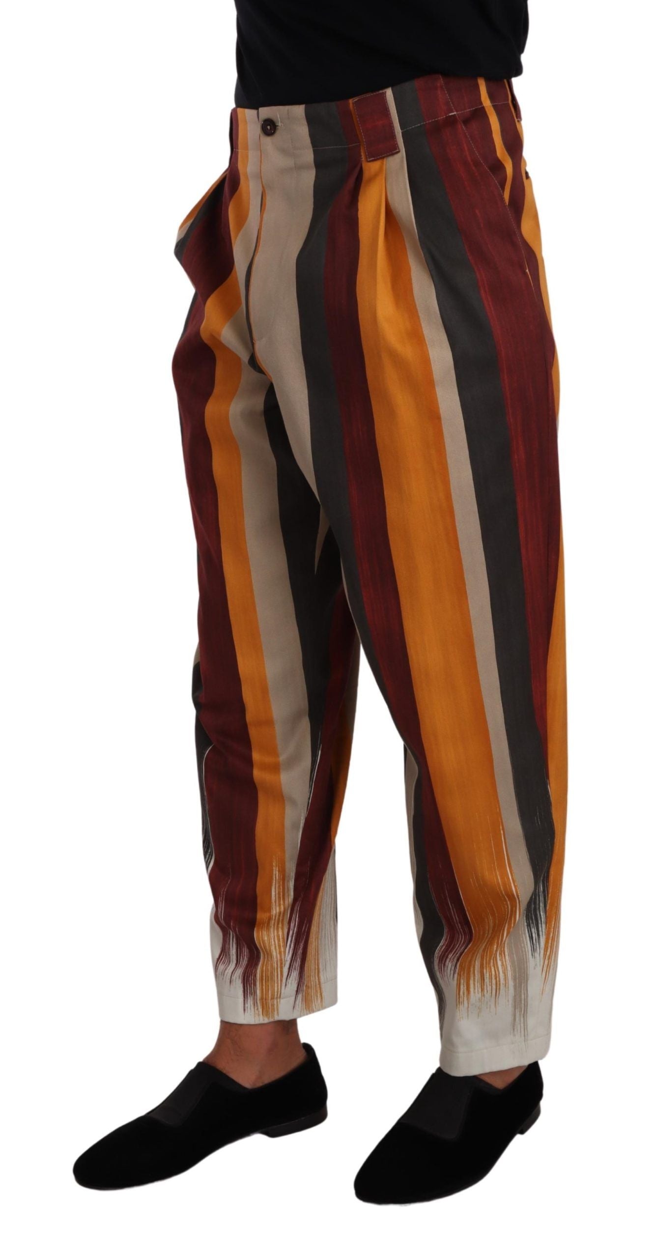 Multicolor gestreepte katoenen taps toelopende broek