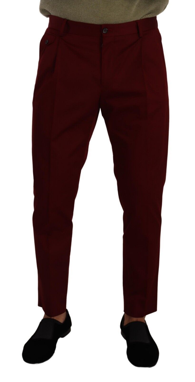 Donkerrode katoenen heren chino broek