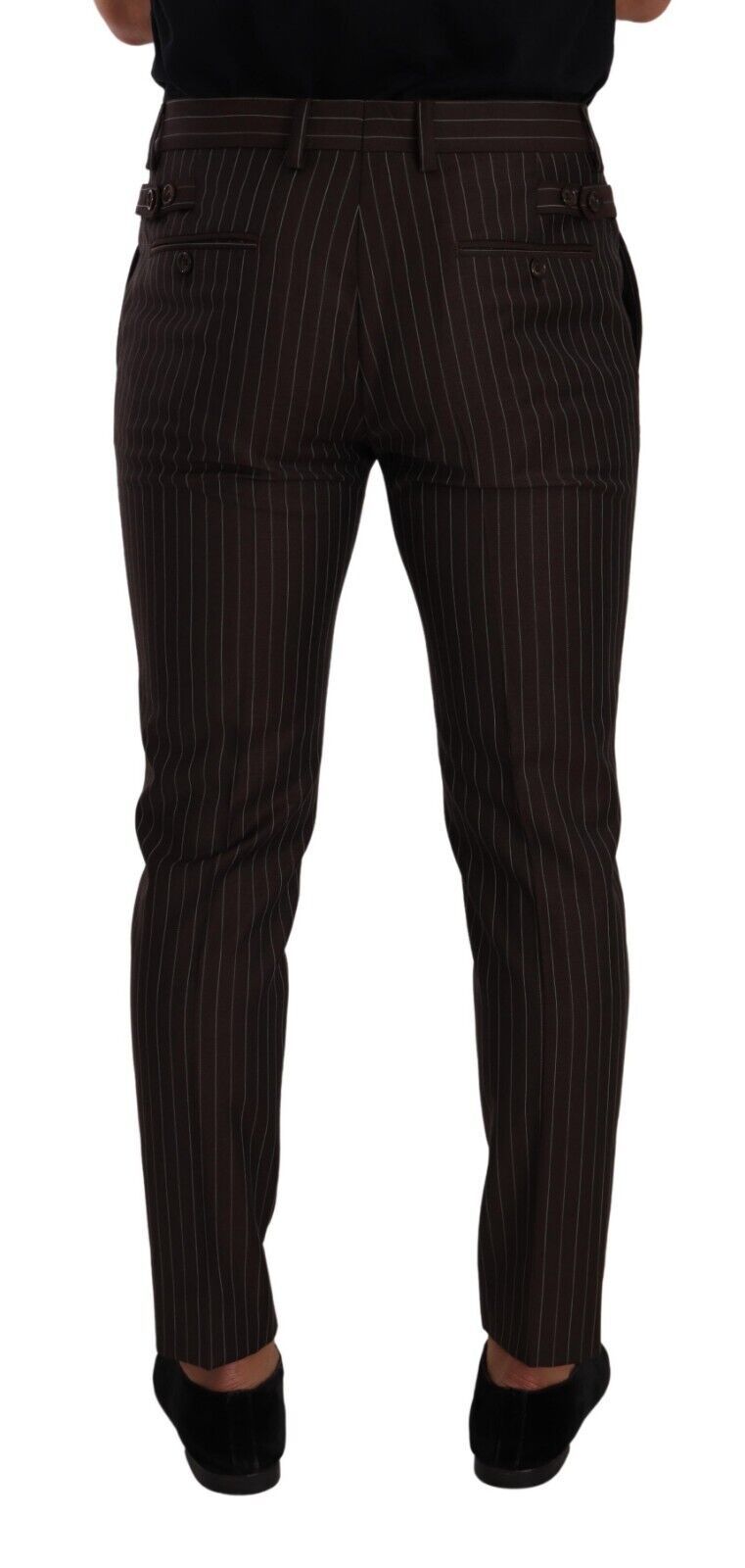 Bruin gestreepte wollen formele pantalon