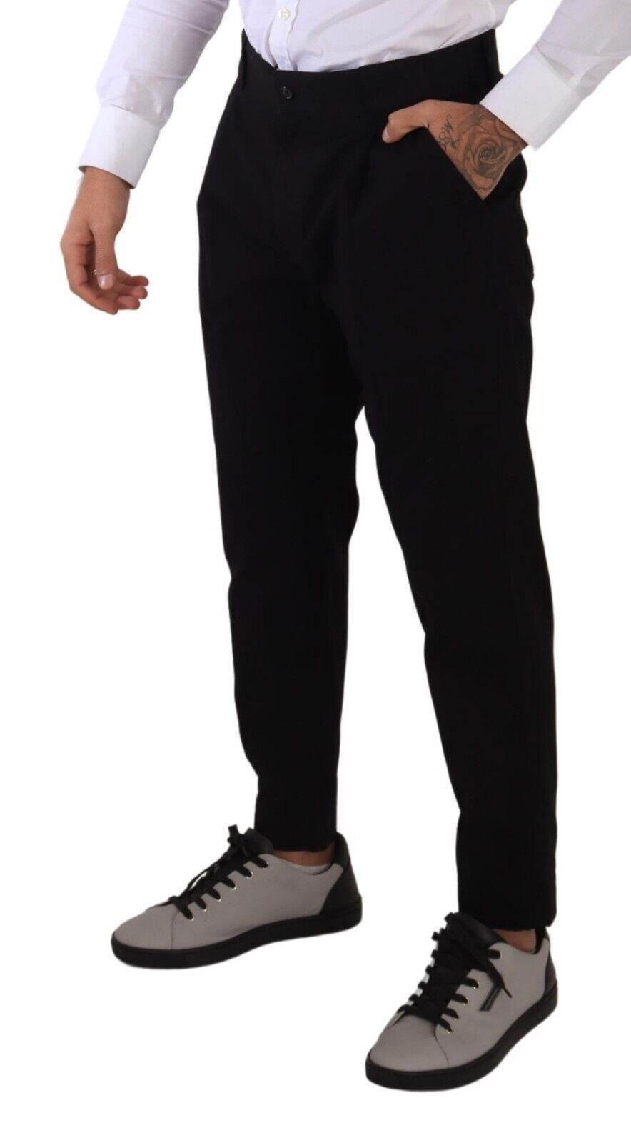 Zwarte katoenen stretch chino broekjeans