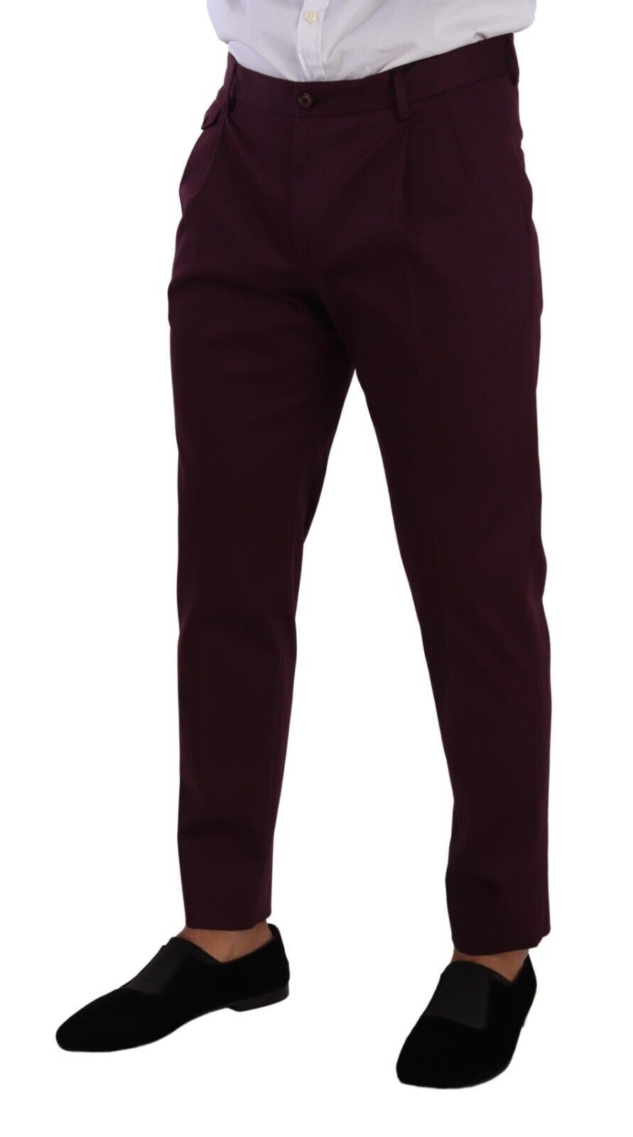 Paarse katoenen taps toelopende chino-broek