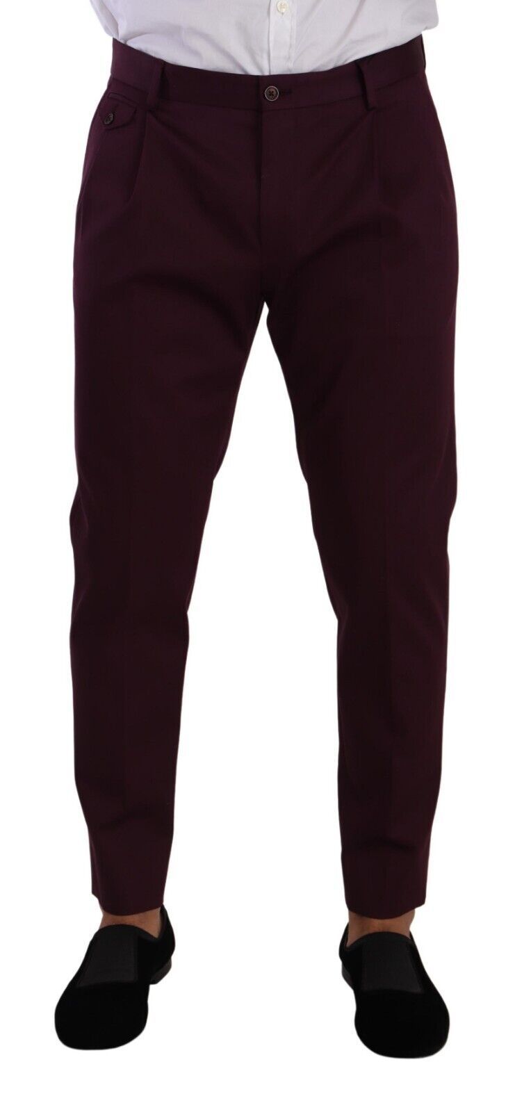 Paarse katoenen taps toelopende chino-broek