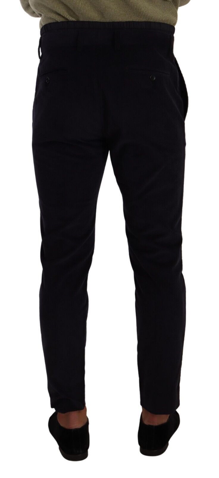 Blauwe katoenen skinny corduroy broek