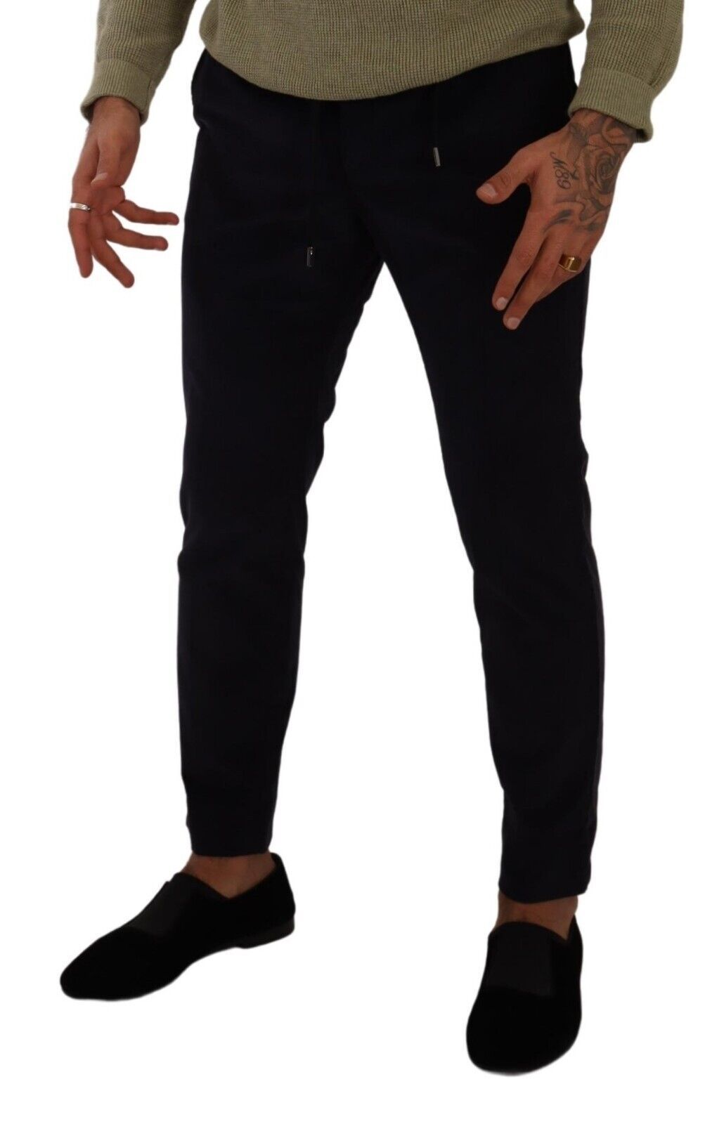 Blauwe katoenen skinny corduroy broek