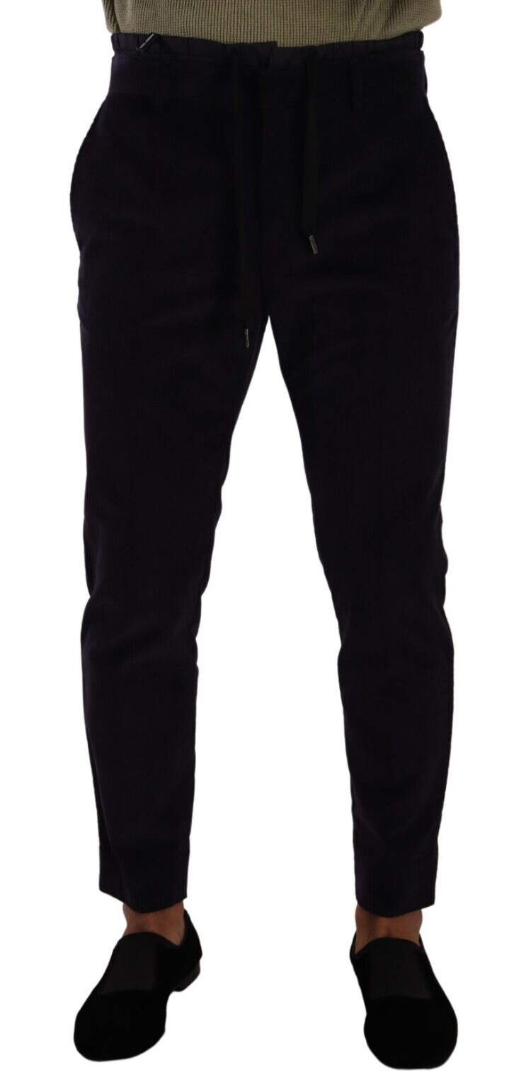Blauwe katoenen skinny corduroy broek