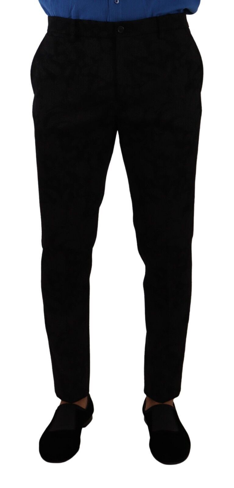 Zwarte brokaat skinny formele broek