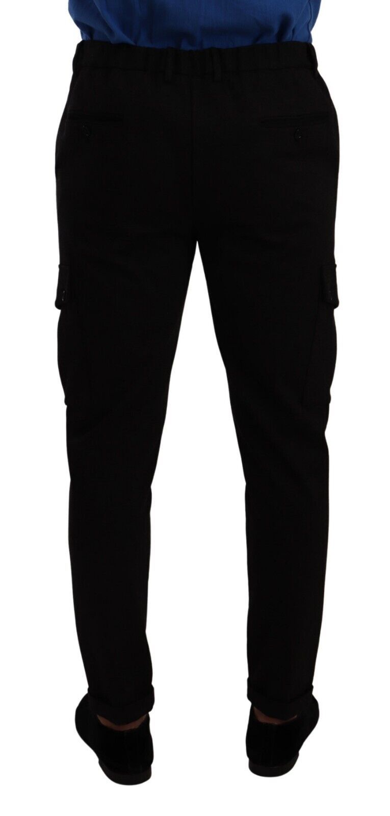Zwarte viscose skinny cargobroek