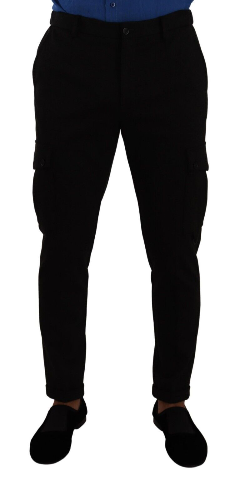 Zwarte viscose skinny cargobroek