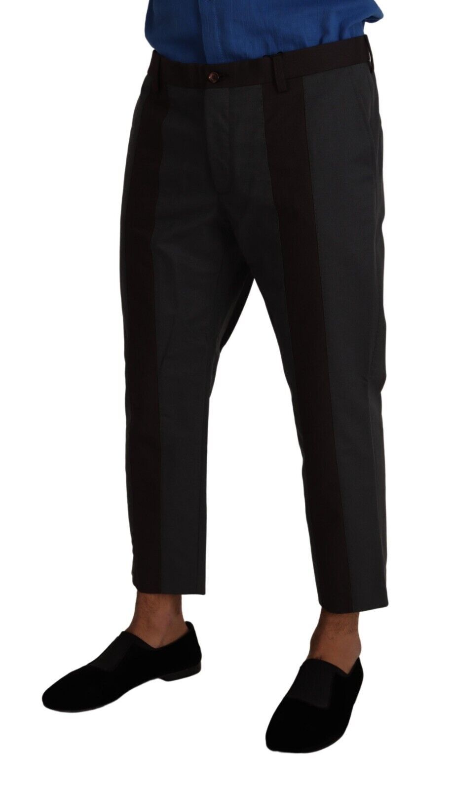 Grijze Bordeaux gestreepte cropped broek