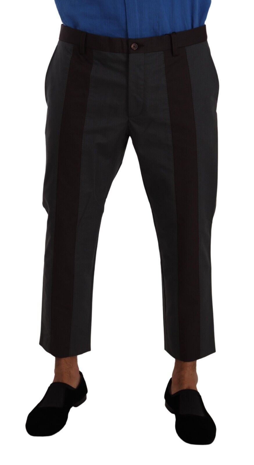 Grijze Bordeaux gestreepte cropped broek