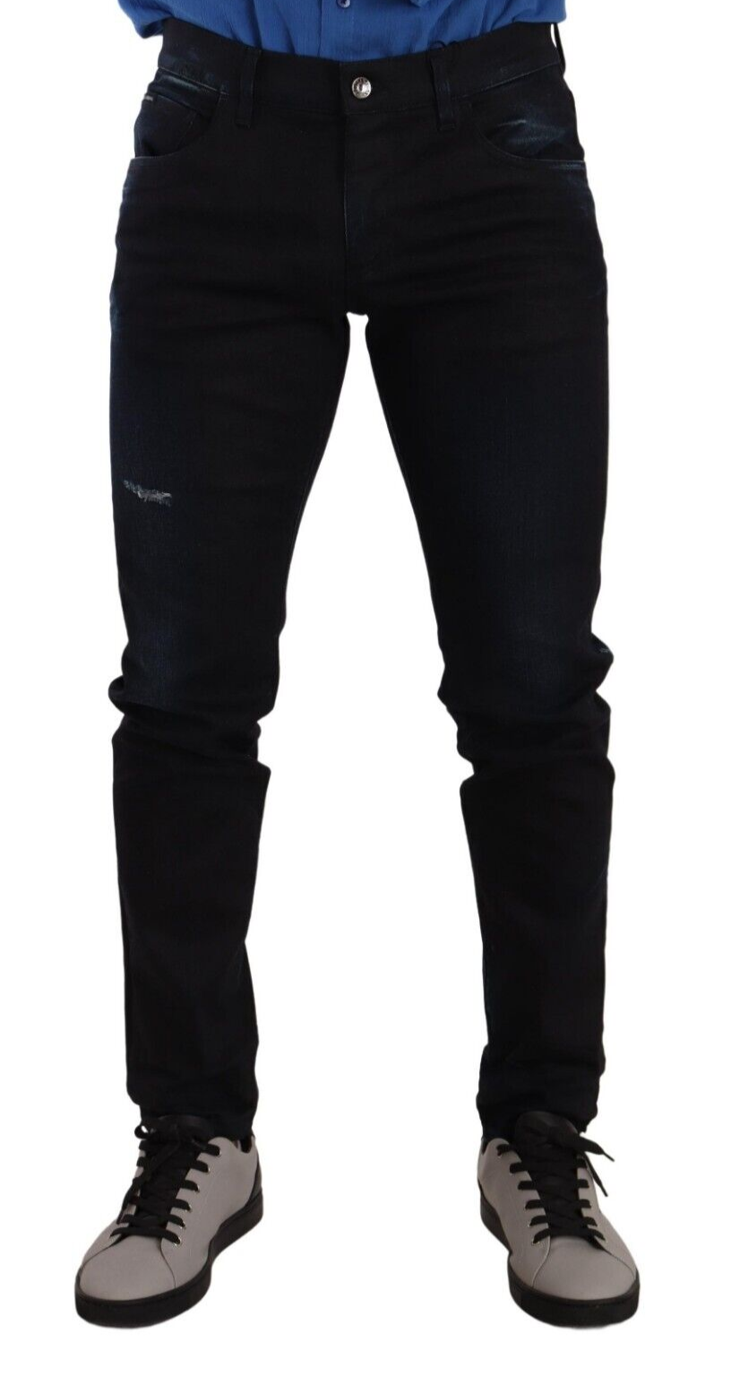 Blauwe katoenen stretch skinny denim broekjeans
