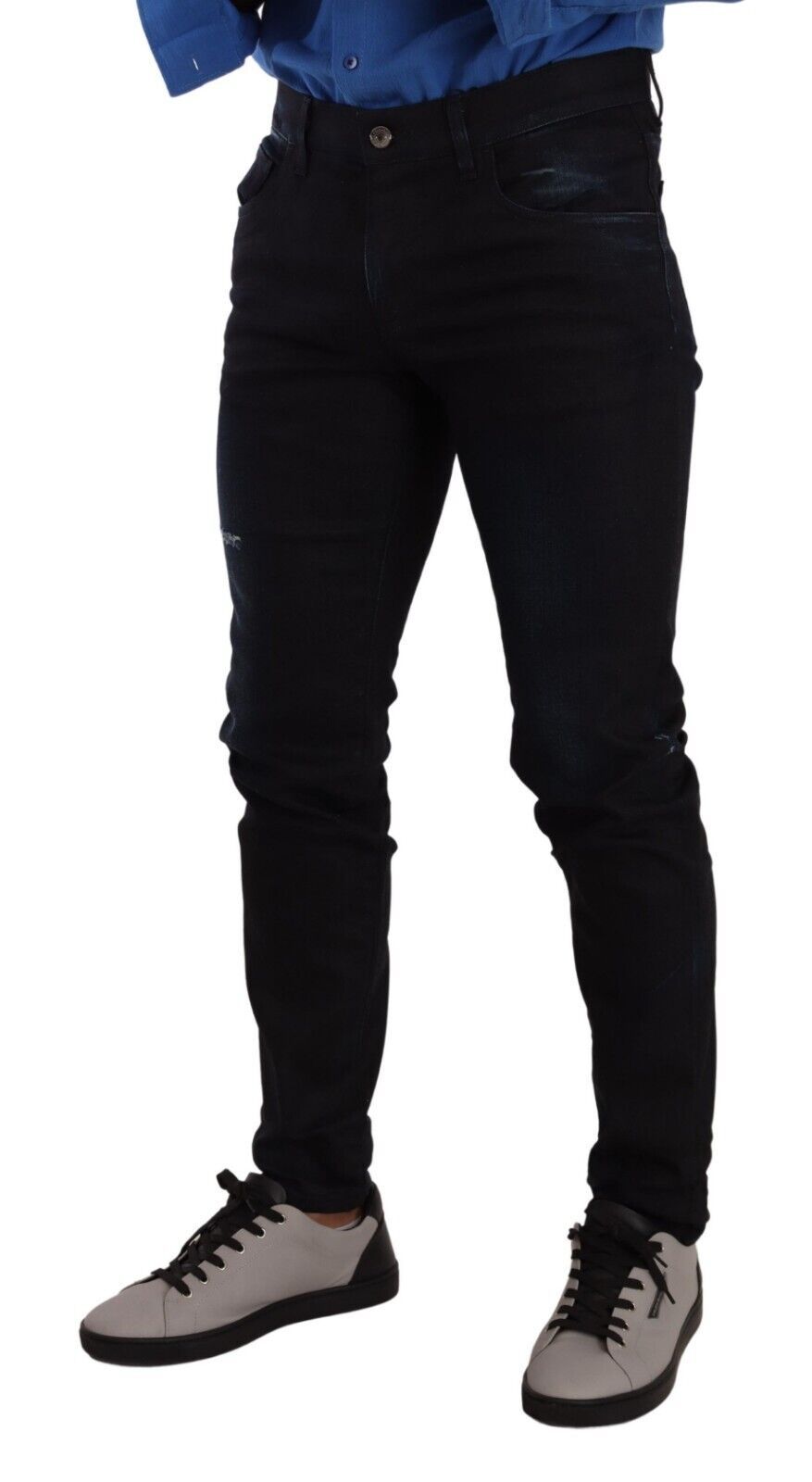 Blauwe katoenen stretch skinny denim broekjeans