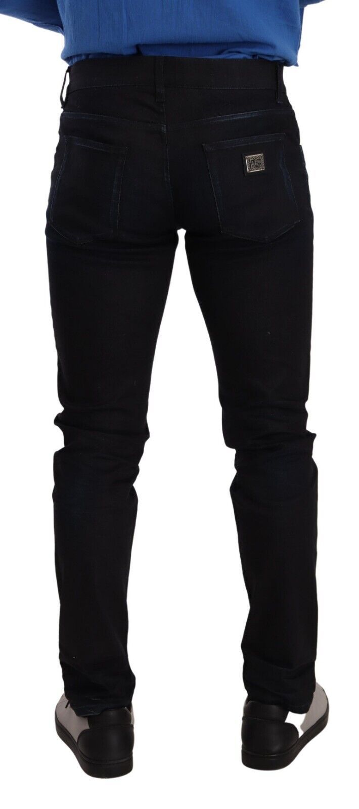 Blauwe katoenen stretch skinny denim broekjeans