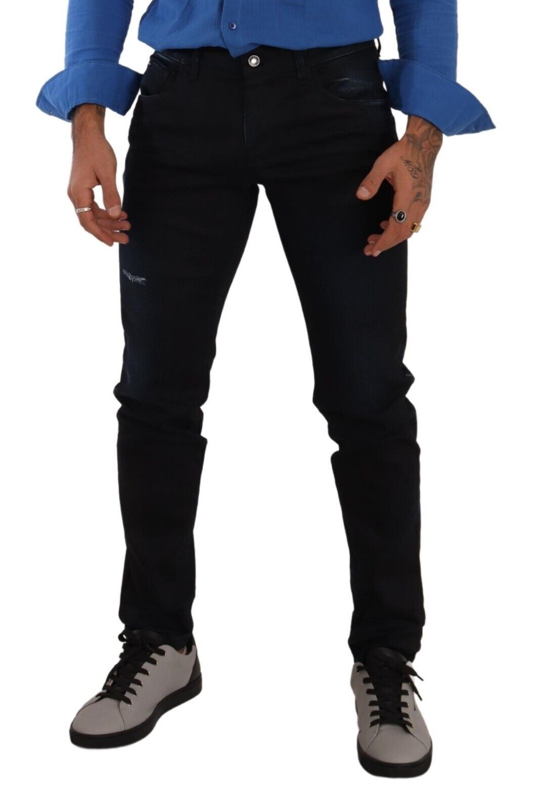 Blauwe katoenen stretch skinny denim broekjeans