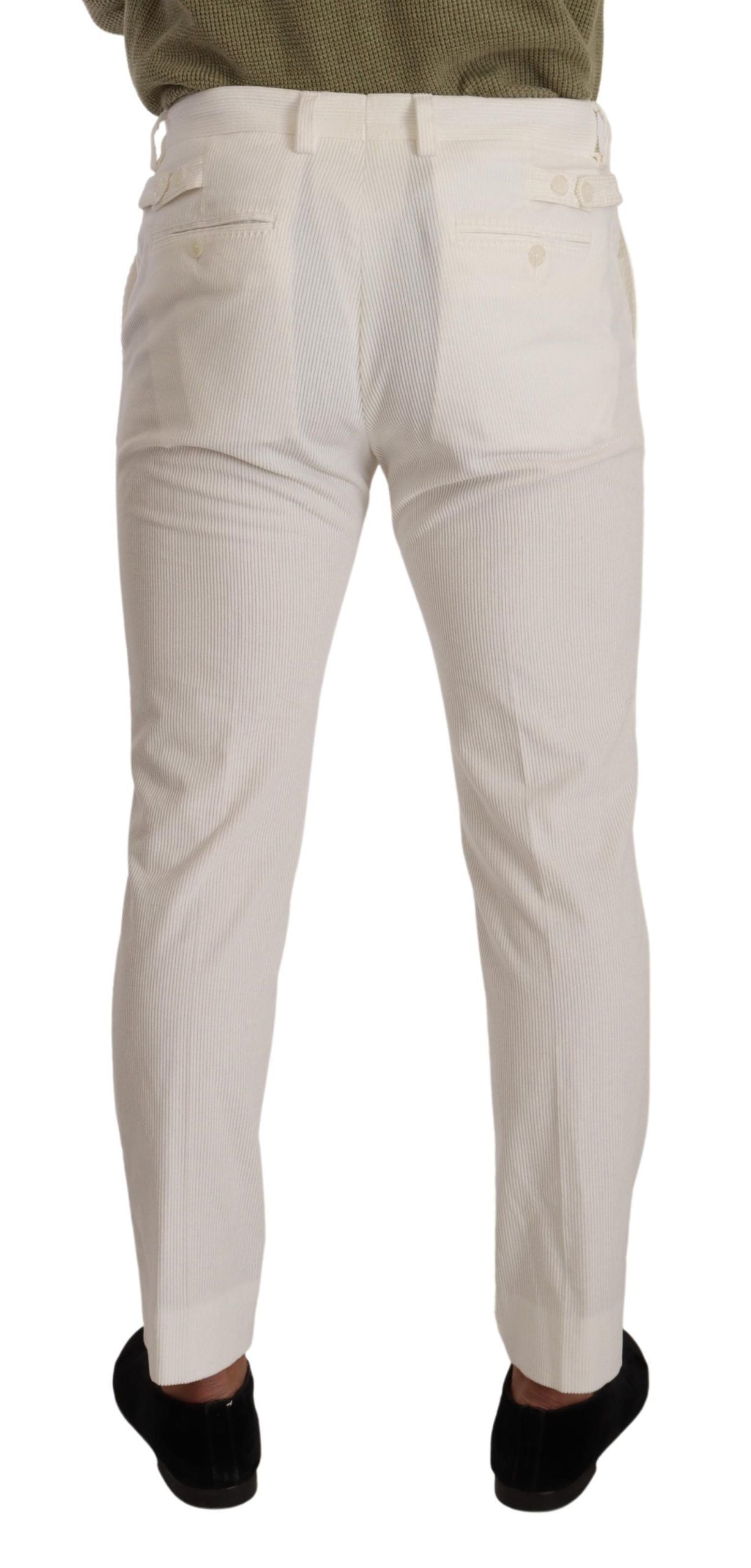 Witte katoenen skinny corduroy broek