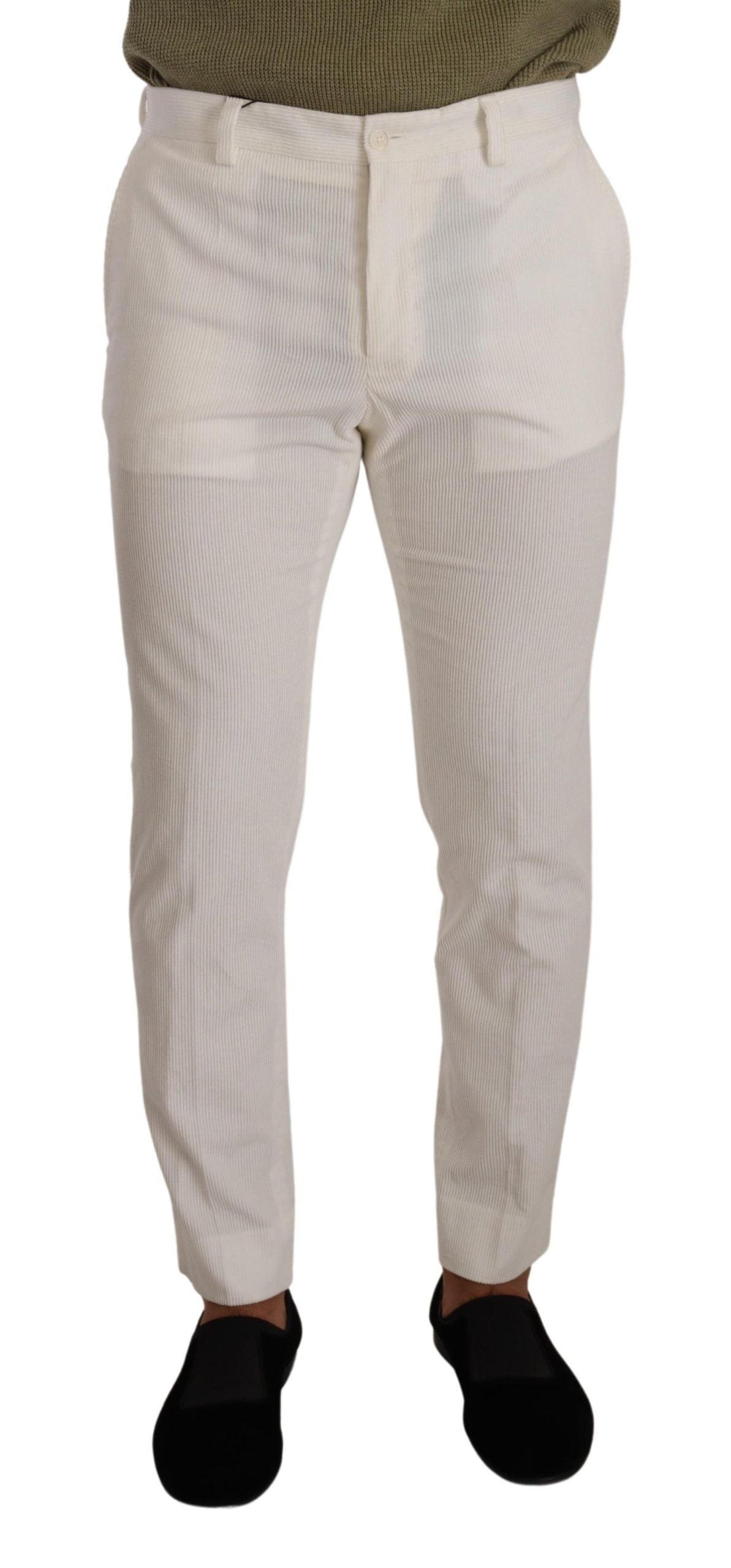 Witte katoenen skinny corduroy broek