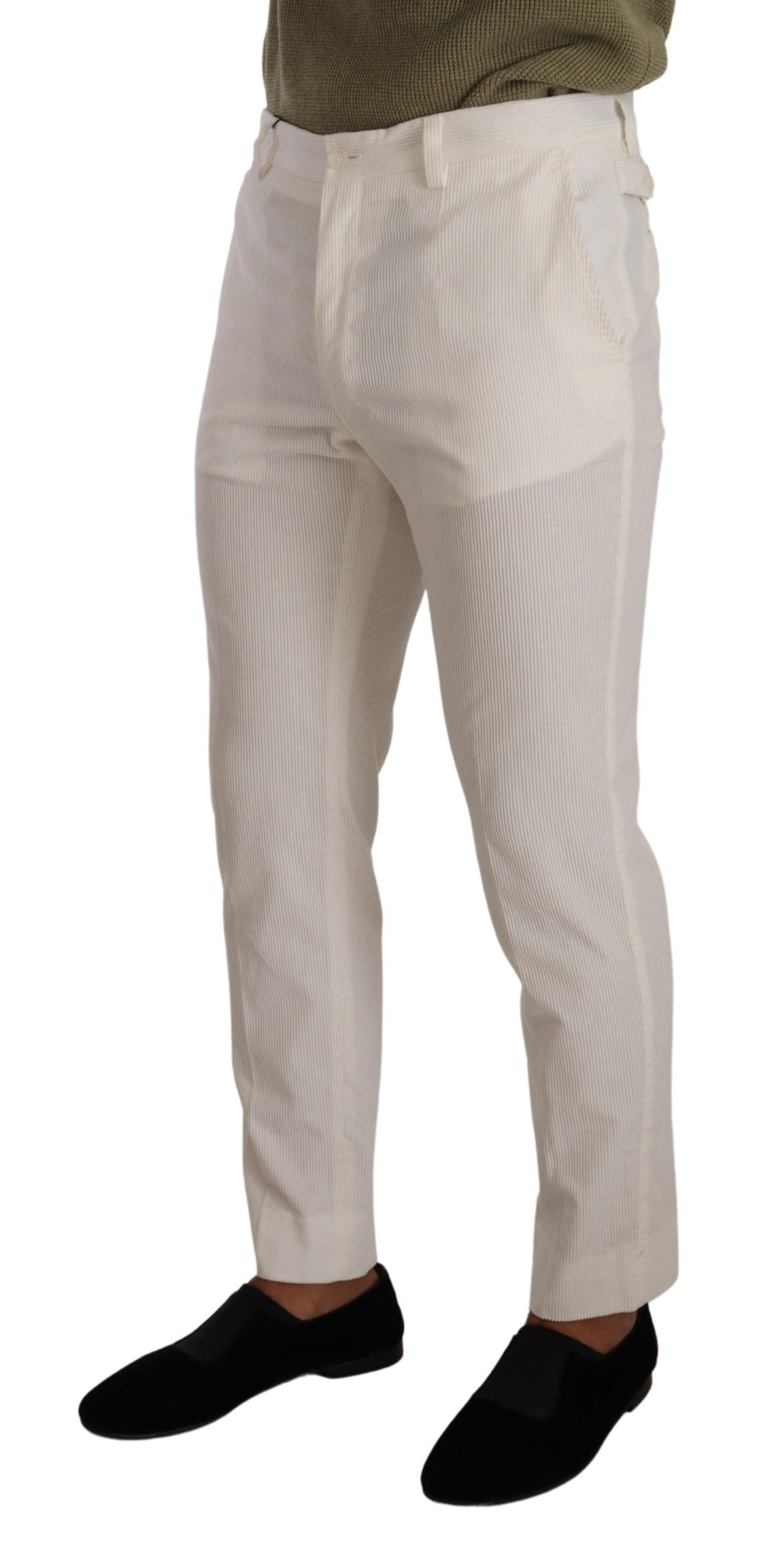 Witte katoenen skinny corduroy broek
