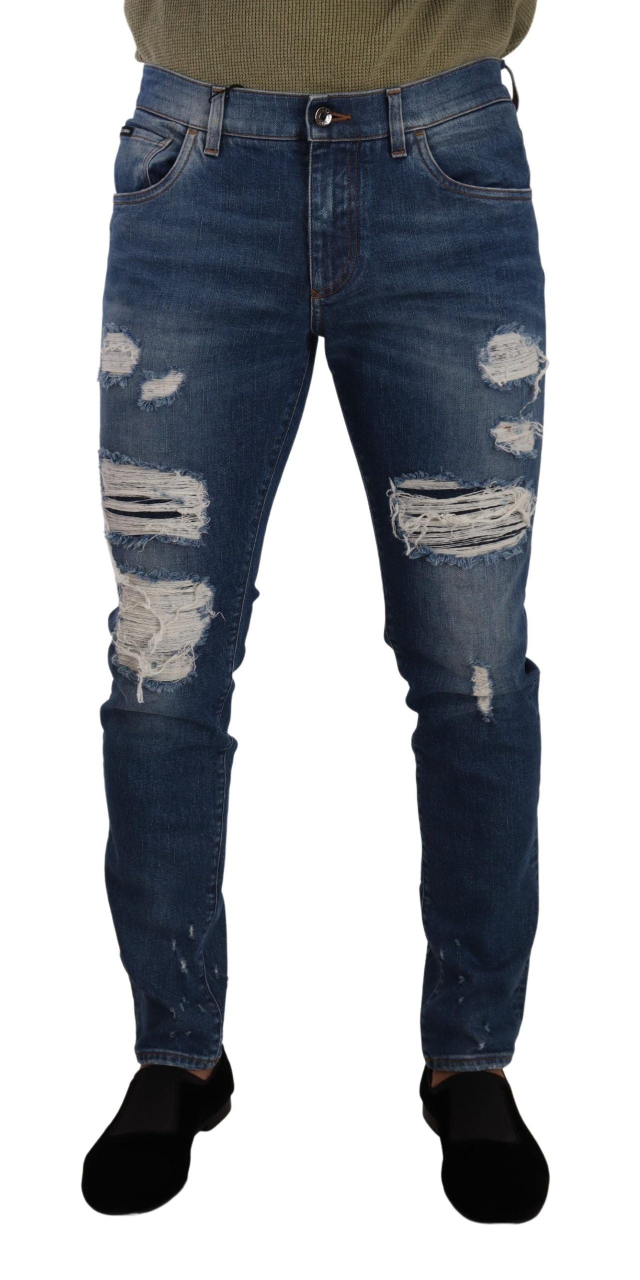 Blauwe katoenen stretch slim fit denim jeans
