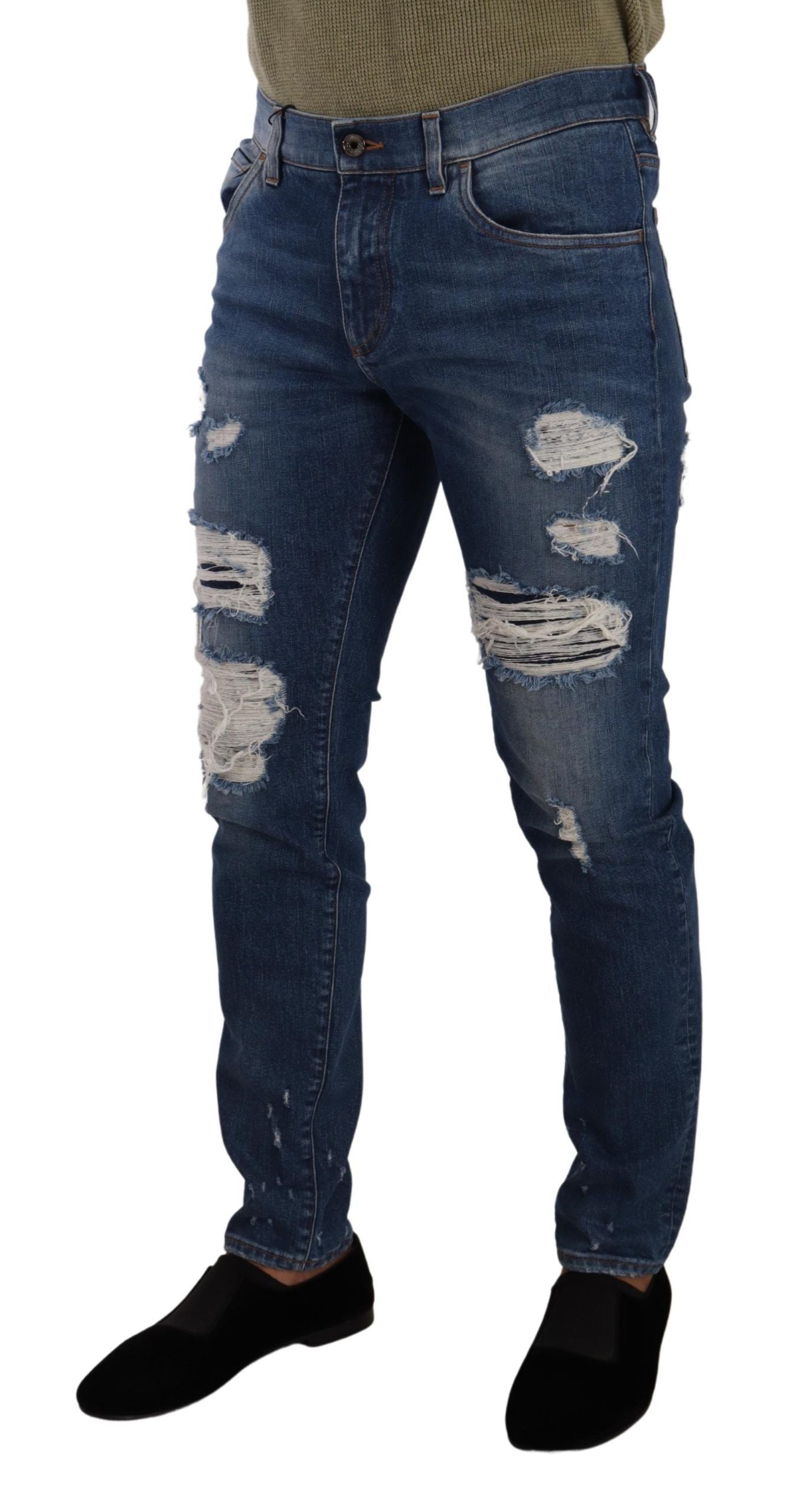 Blauwe katoenen stretch slim fit denim jeans