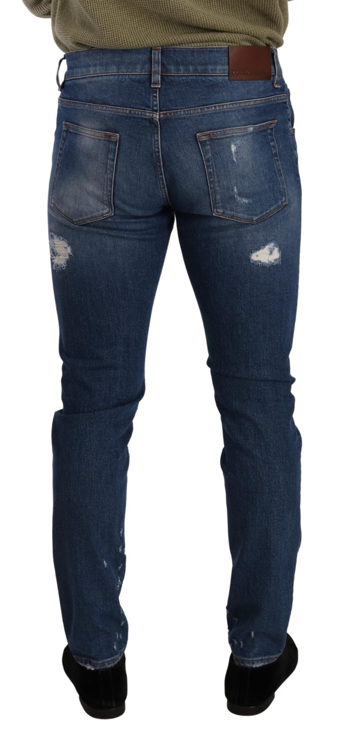 Blauwe katoenen stretch slim fit denim jeans