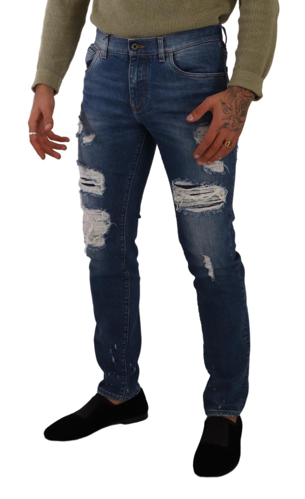 Blauwe katoenen stretch slim fit denim jeans