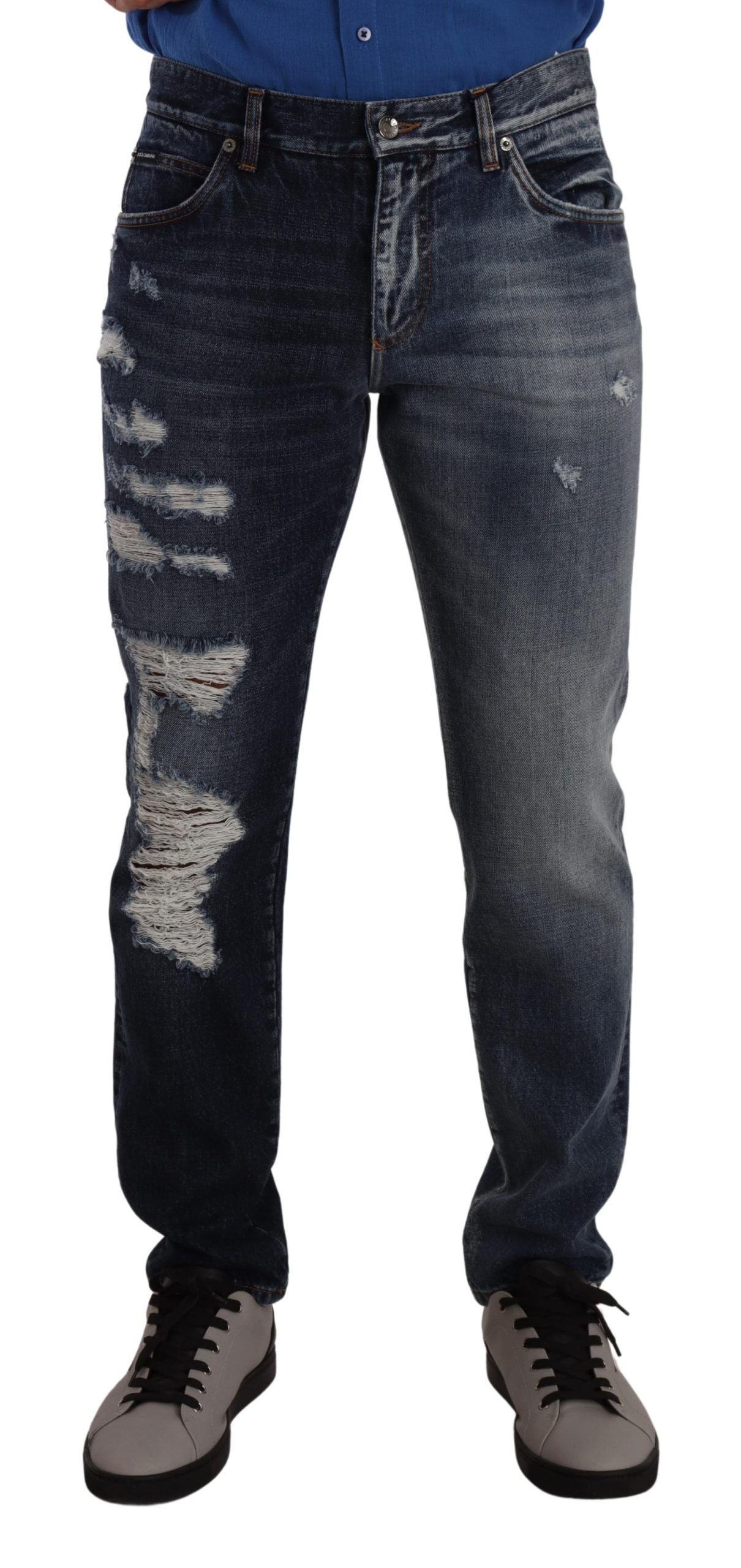 Blauwe katoenen normale denim broek jeans