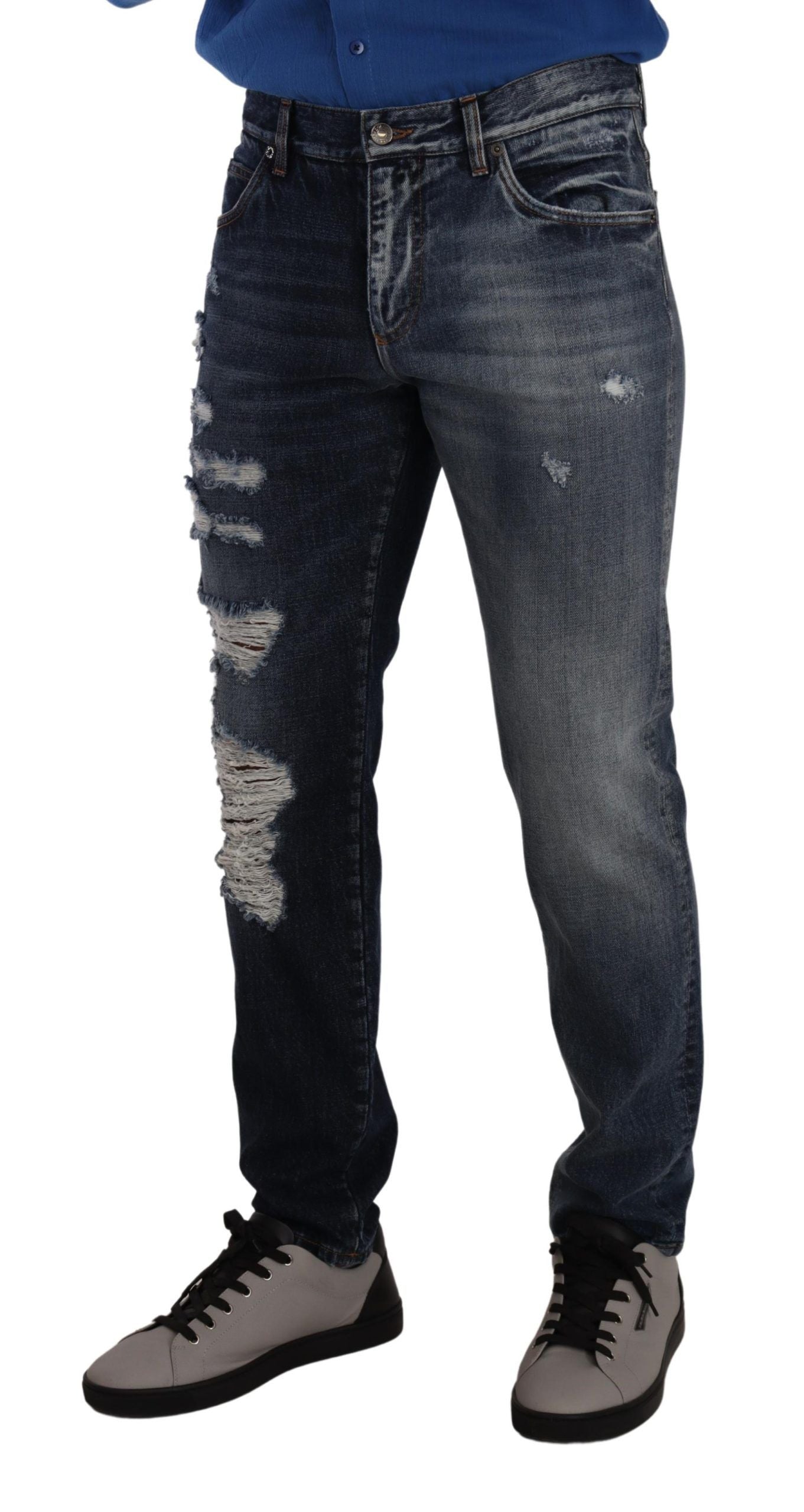 Blauwe katoenen normale denim broek jeans